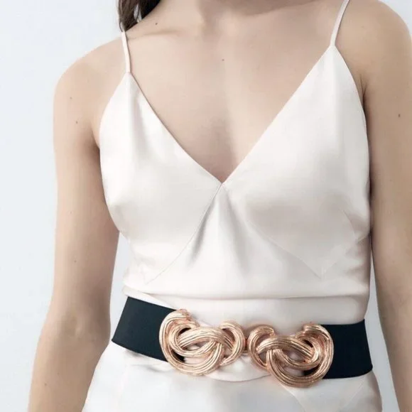 Zara | Accessories | Zara Womens Black Gold Buckled Stretch  display picture 2